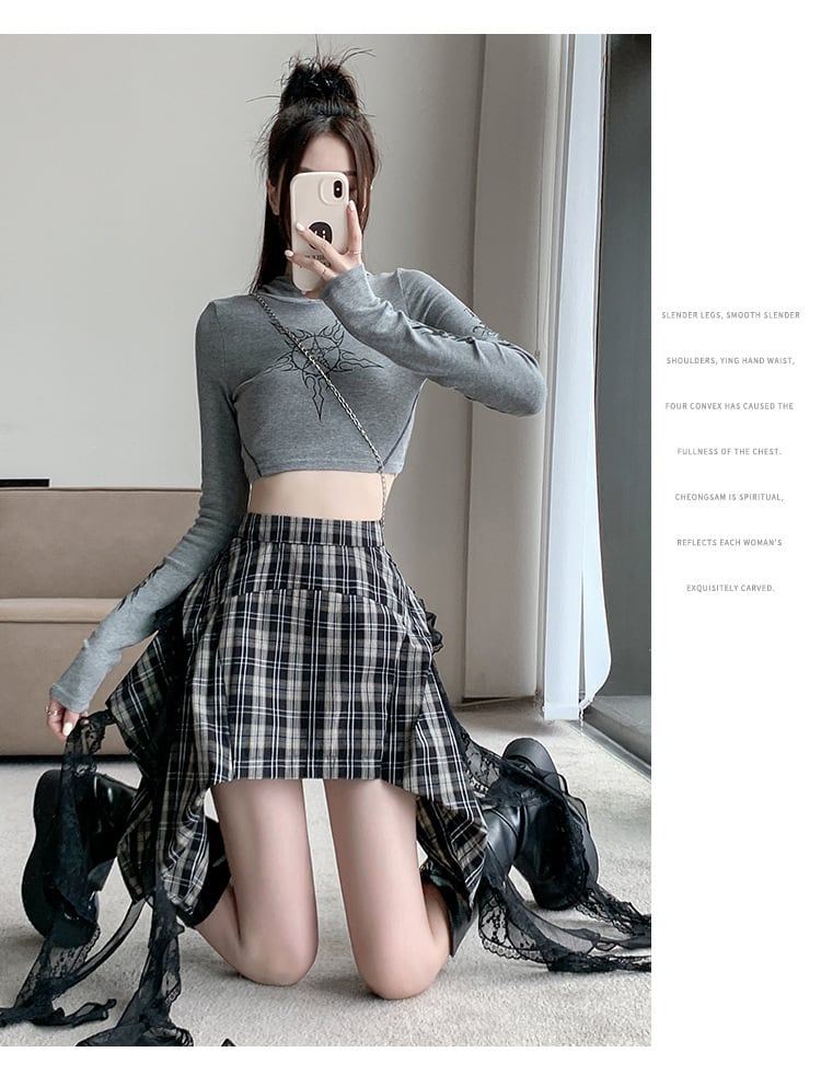 【bottoms】不規則 イレギュラーチェック柄スカート　M24411