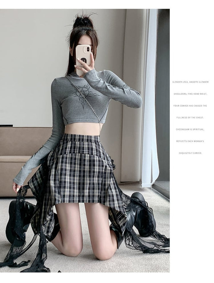 【bottoms】不規則 イレギュラーチェック柄スカート　M24411