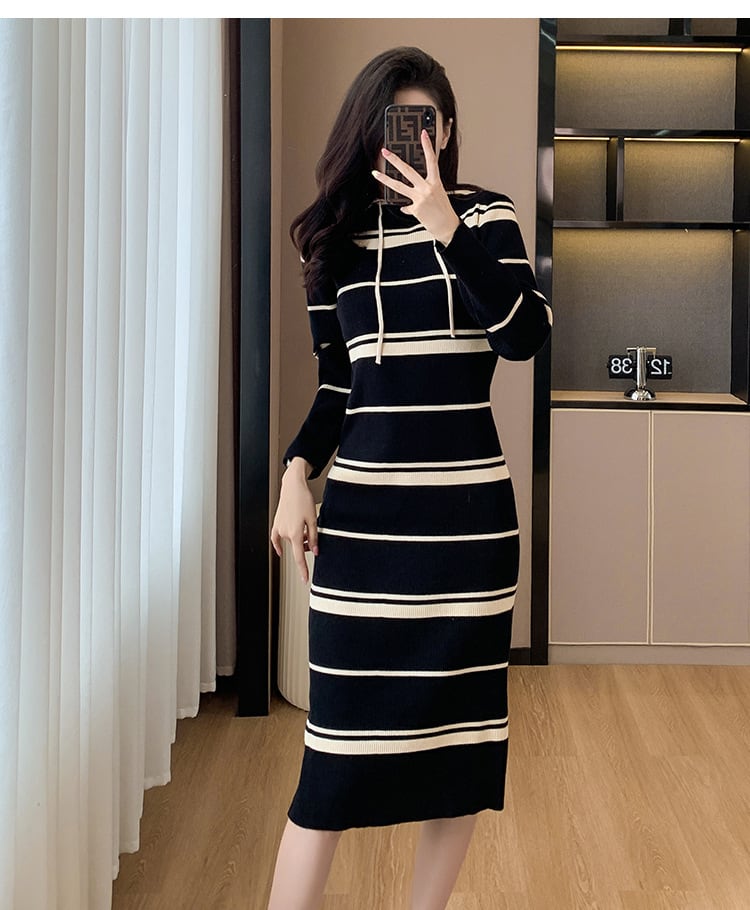 【dress】ボーダー柄ニットワンピース　M17600