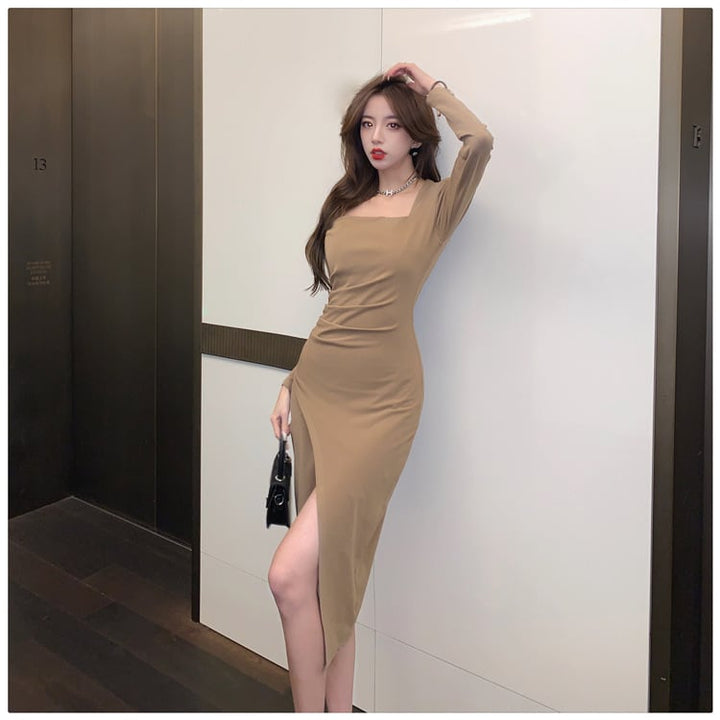 【dress】今季マストバイファッションスリットワンピース　M17015