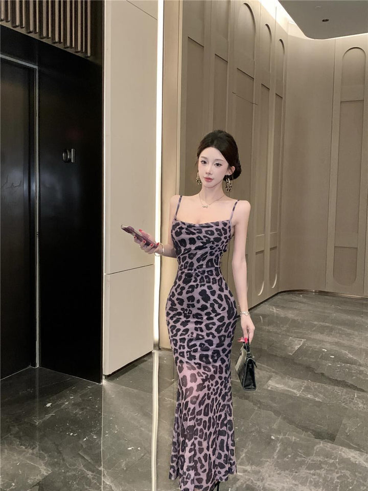 【dress】ヒョウ柄キャミワンピース Q8081