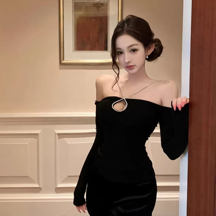 【tops】ホルターネックフロントカットトップス Q7808