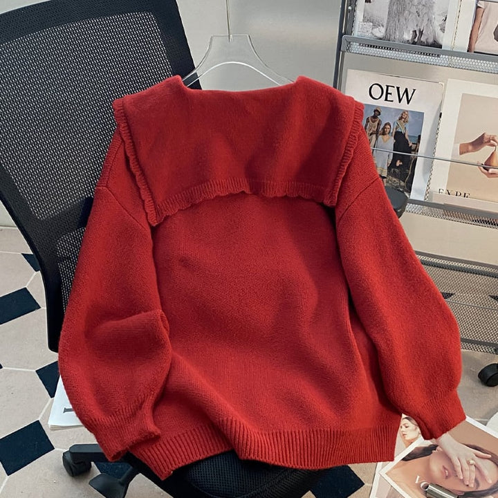 【tops】ピーターパンカラーニットトップス Q8068