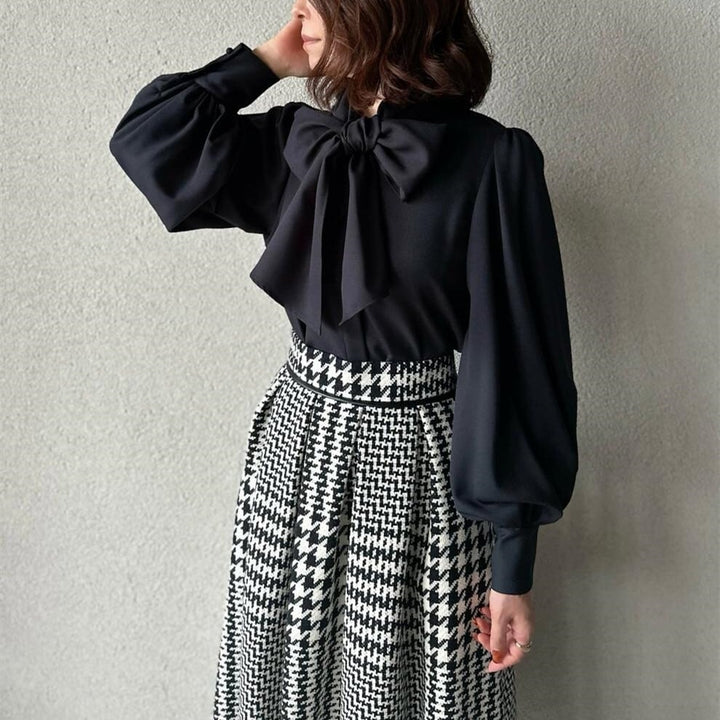 【tops】リボン付きシャツトップス　M28012