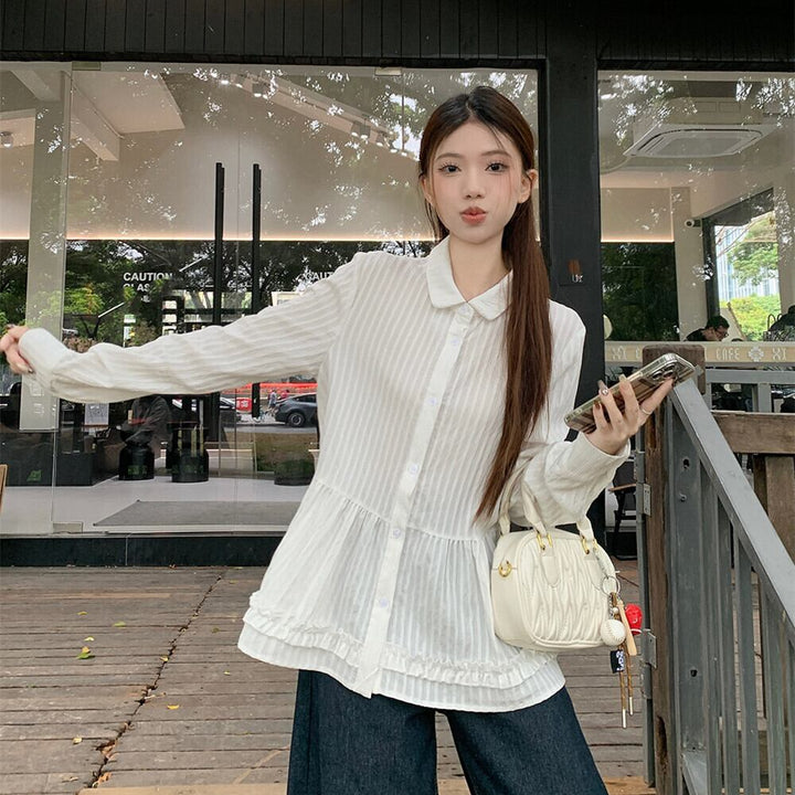 【tops】フリルシャツブラウス　M29856