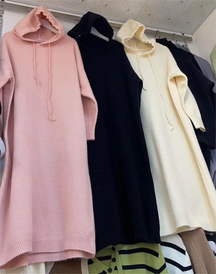 【dress】フード付きニットワンピース　M27246