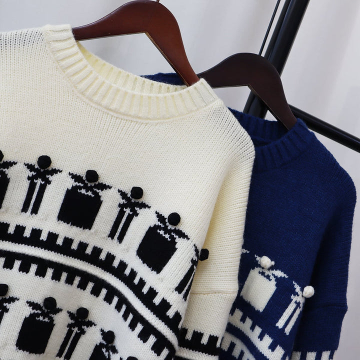 【tops】クルーネックニットセーター　M18342