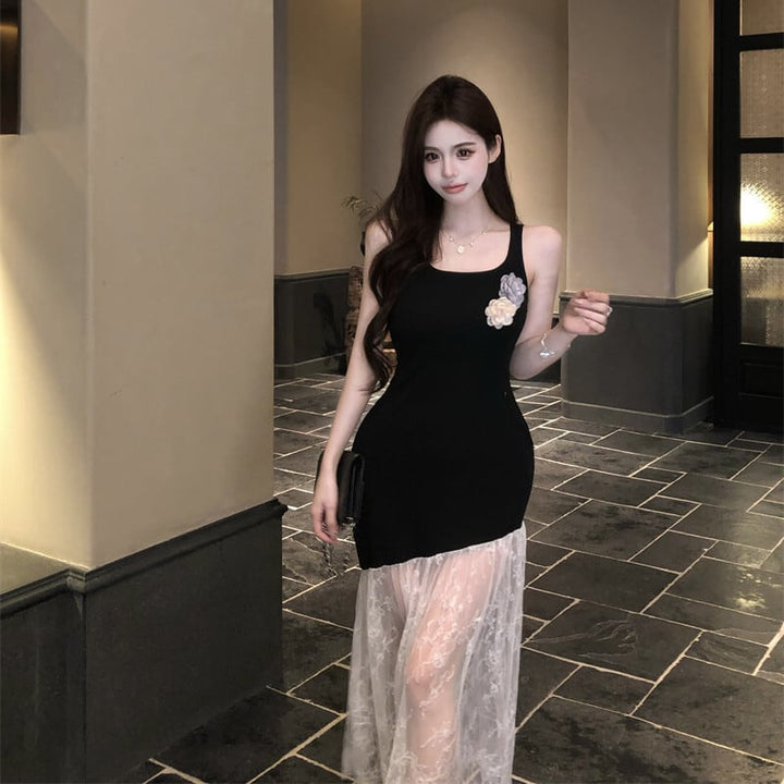 【dress】チュールコンビキャミワンピース　M30179