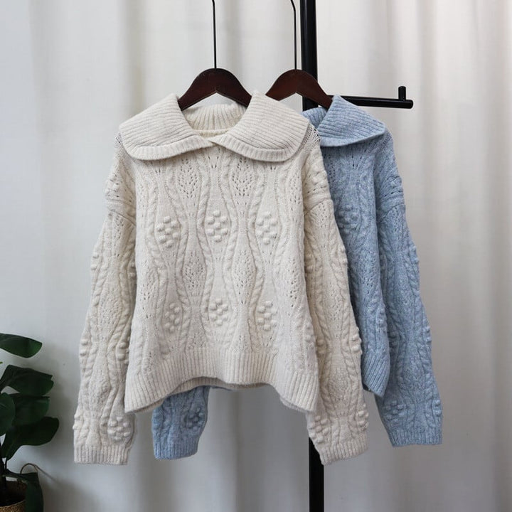 【tops】折り襟ニットセーター　M26898