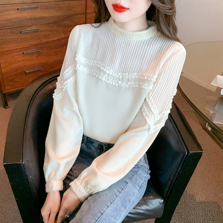 【tops】大人らしい スタンドネックシャツトップス　M17331
