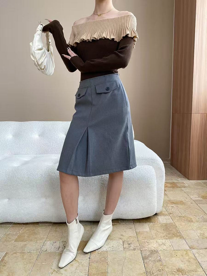 【tops】オフショルニットトップス　K0656