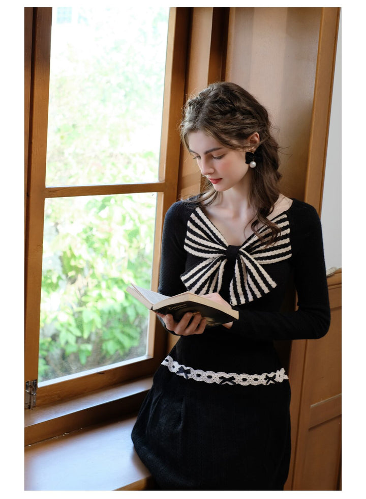 【tops】リボンニットトップス　N2795