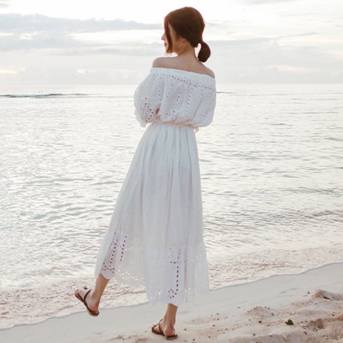 【dress】オフショルダーお洒落旅行デートワンピース　M16938