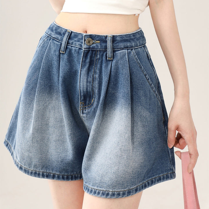 【bottoms】バックリボンデニムショートパンツ　N2661
