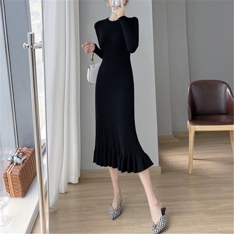 【dress】フリルニットワンピース　M18383