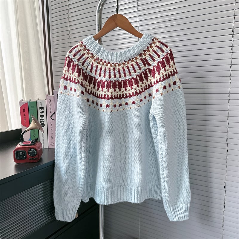 【tops】ジャカードニットセーター　M26465