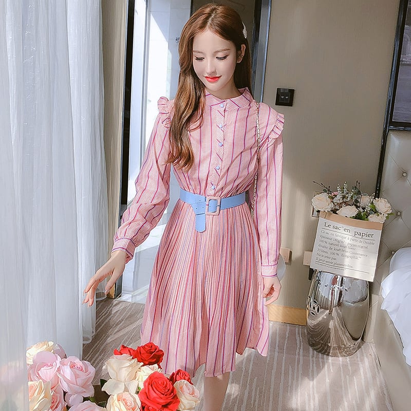 【dress】おしゃれスウィートデートワンピースベルト付き　M17200