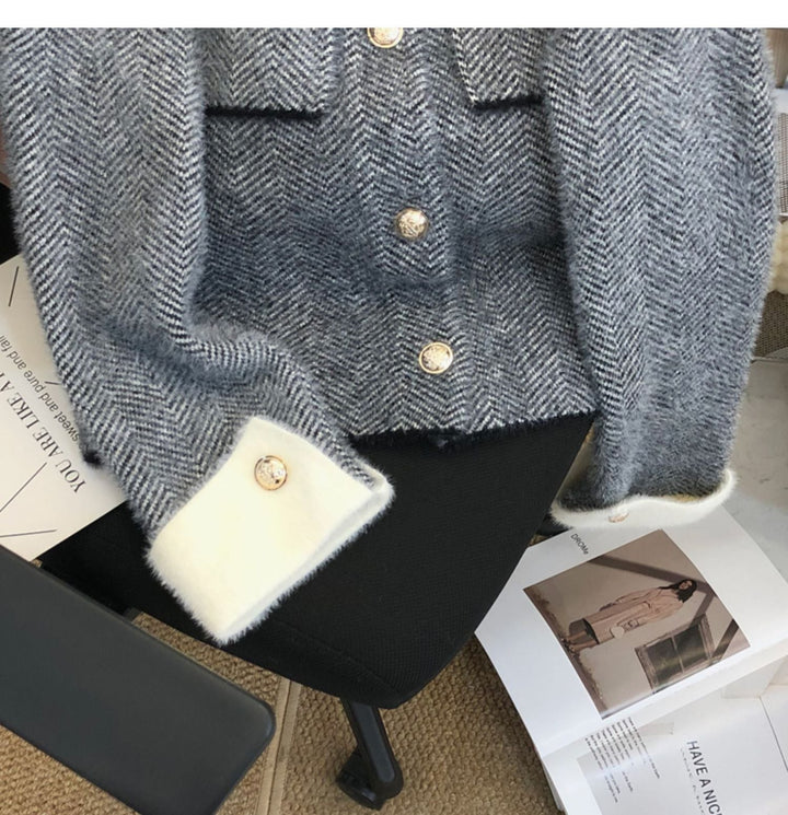 【outer】POLOネックボタンデザインニットジャケット　M17771