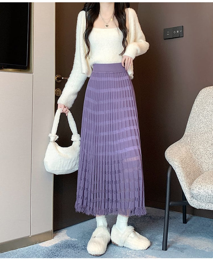 【bottoms】人気アイテム ! カットワークニットスカート　M17463