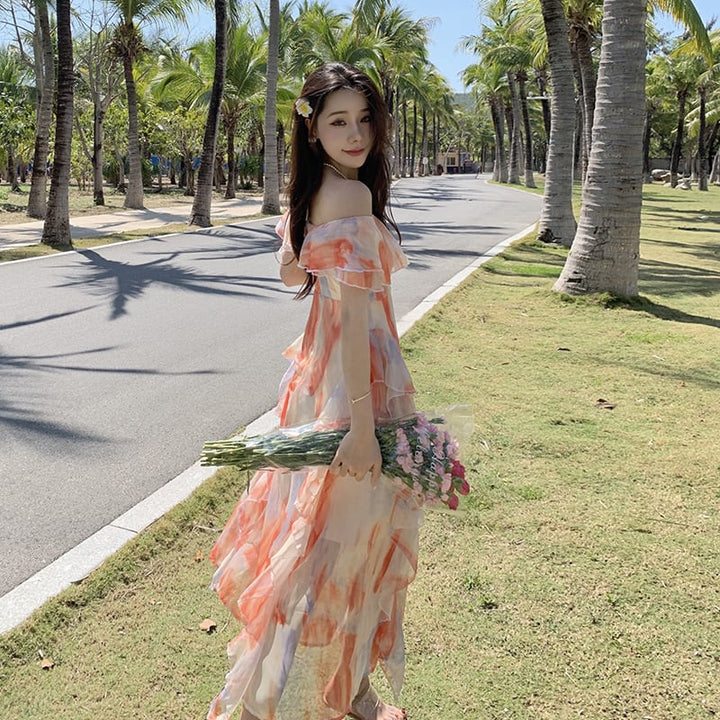 【dress】お洒落旅行スウィート不規則 イレギュラーワンピース　M16762
