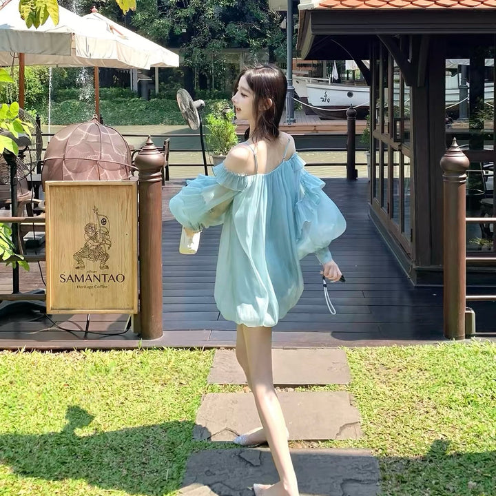 【dress】パフスリーブバルーンミニワンピース　N3581