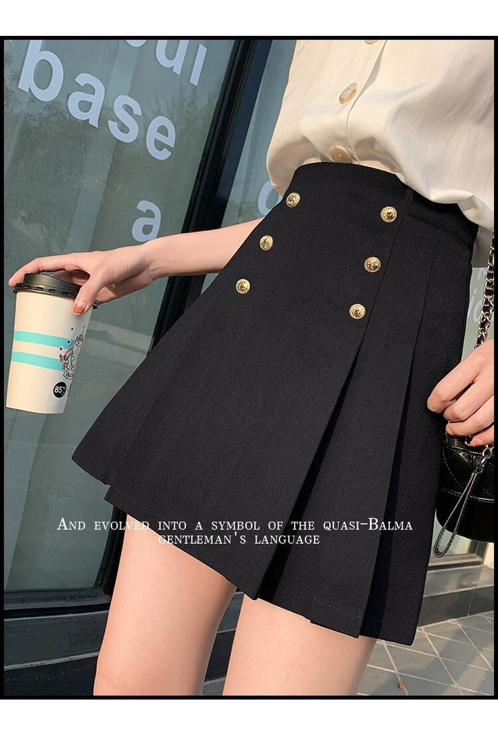 【bottoms】ボタンデザインプリーツスカート　M28902