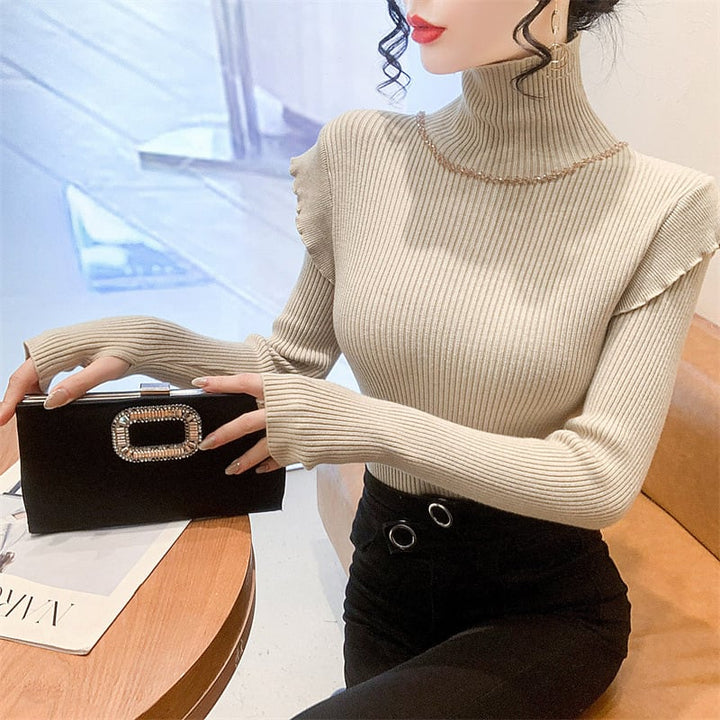 【tops】フリルニットトップス　M27693