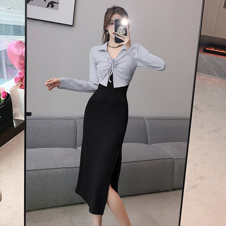 【dress】好感度UP切り替えスリットデートワンピース　M17625