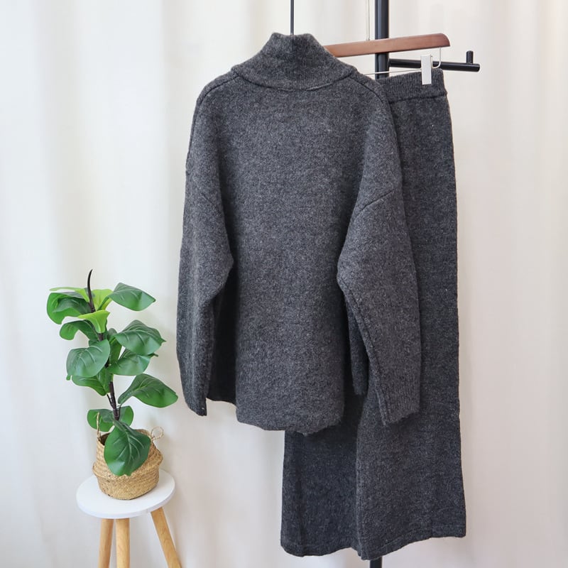 【set】ニットカーデ×ワイドパンツセット　M26869
