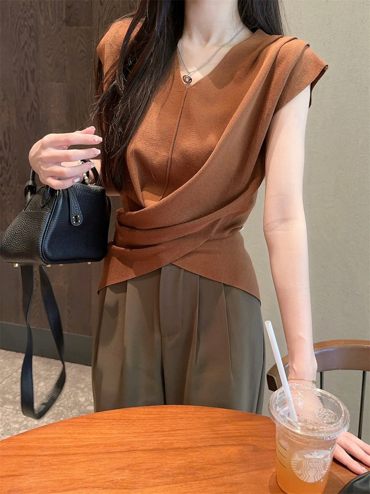【set】ノースリーブトップス+ワイドパンツセット　M25104