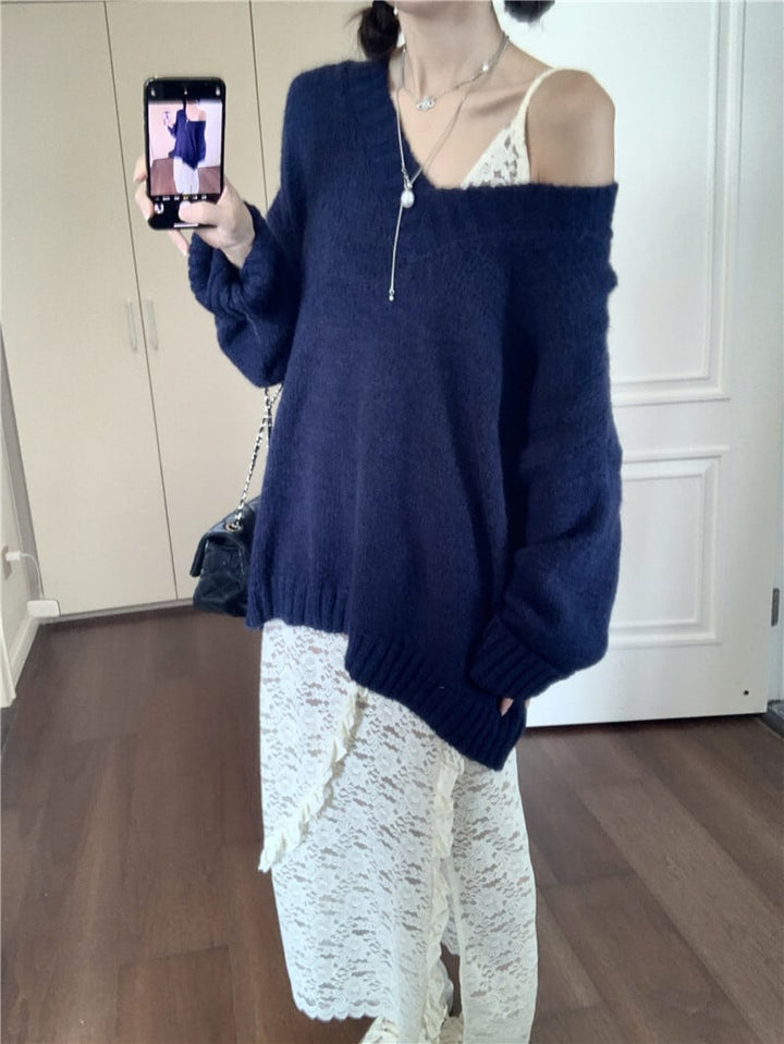 【set】ニットセーター+レースワンピースセット　M26558