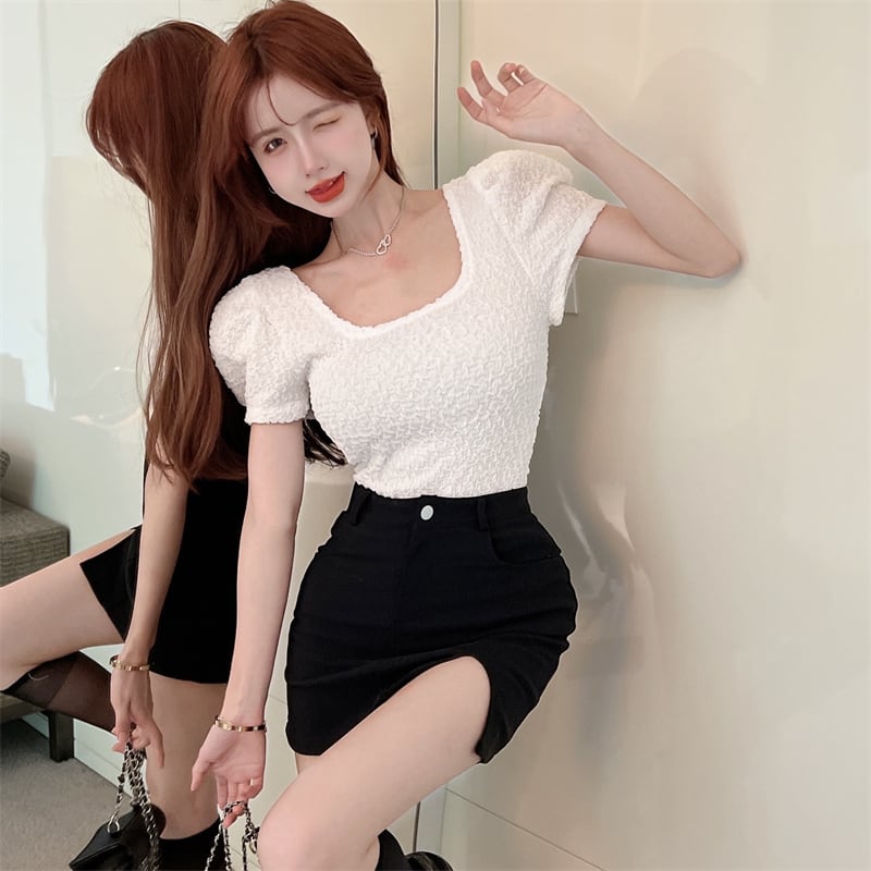 【tops】パフスリーブTシャツ　M25094