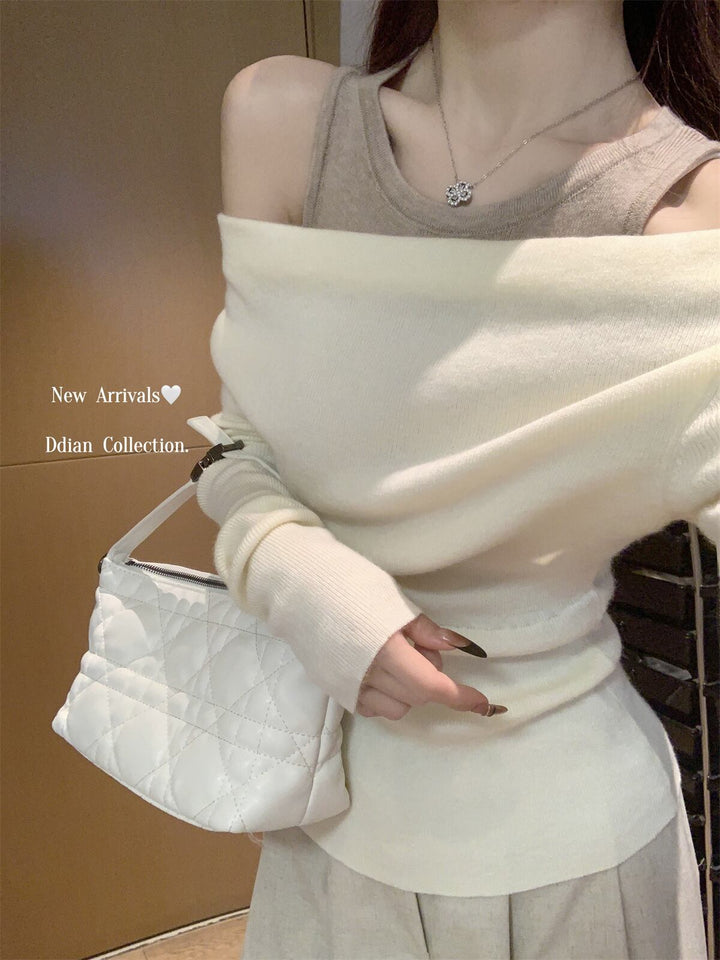【tops】ドッキングニットトップス　M29002