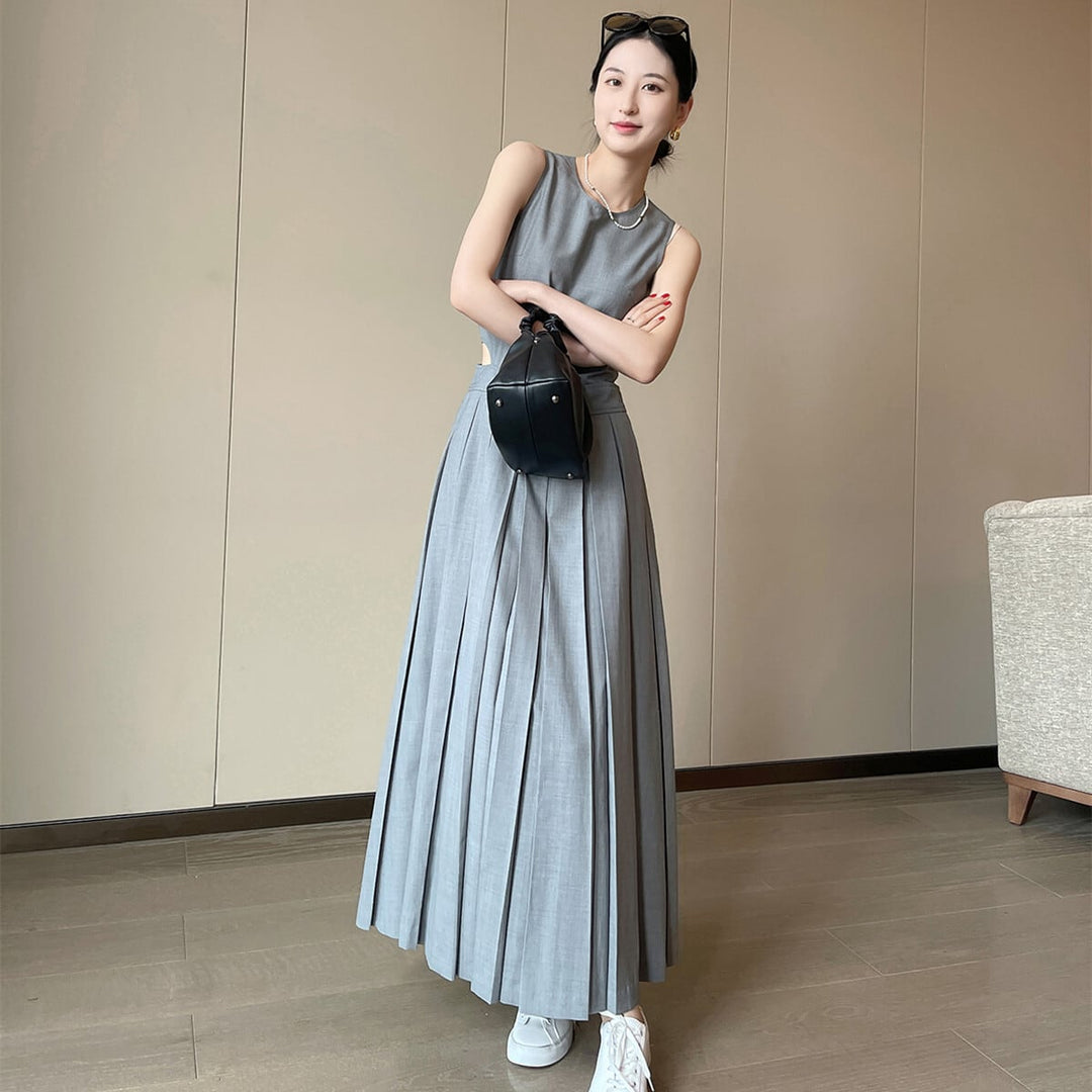【dress】ウエストカットプリーツワンピース　N2993
