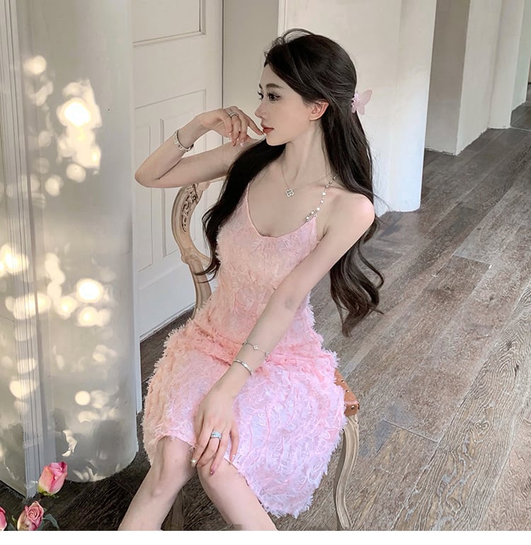 【dress】細身効果抜群♪スウィートキャミワンピース　M16927