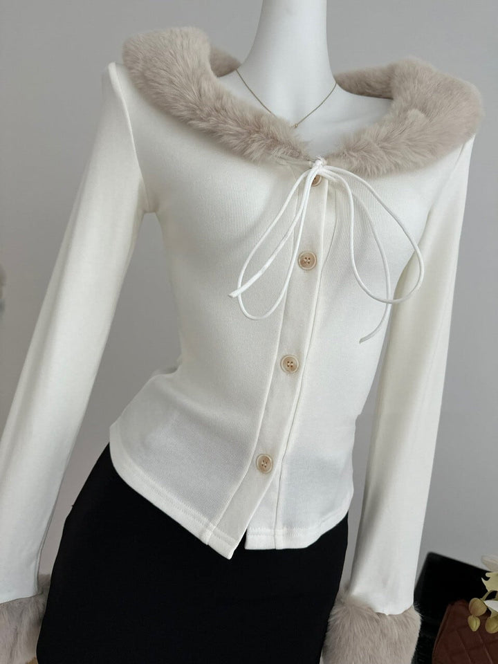 【outer】ファーニットカーデ　M28370