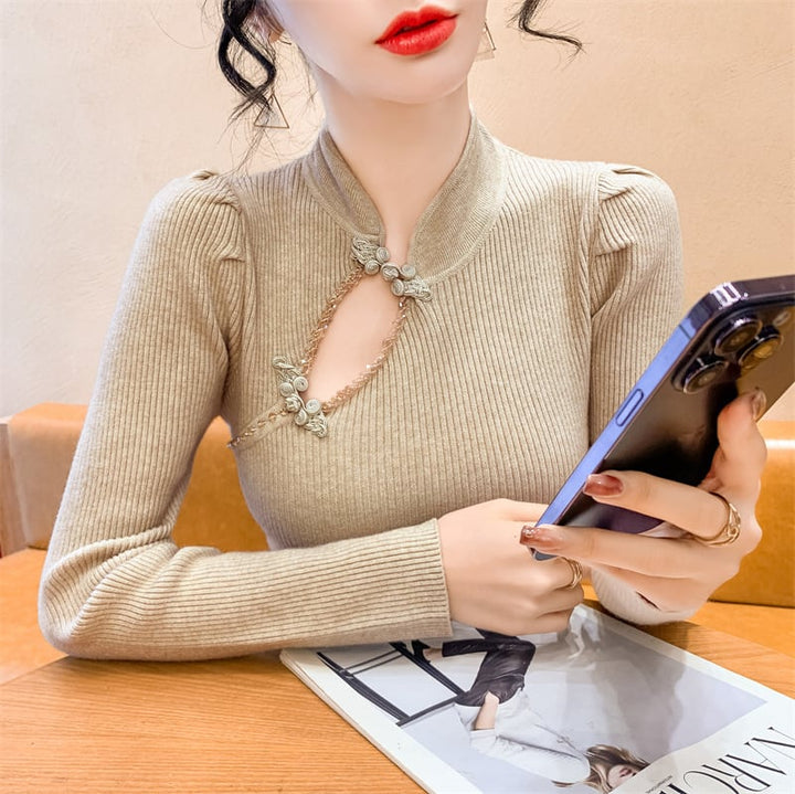 【tops】ビジューニットトップス　M28708