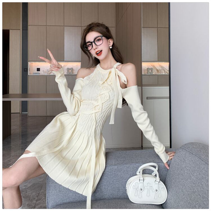 【dress】オフショルダーニットワンピース　M27465