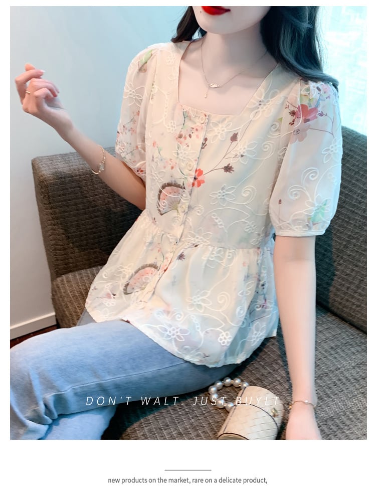 【tops】大人らしい スウィート花柄シャツトップス　M16892