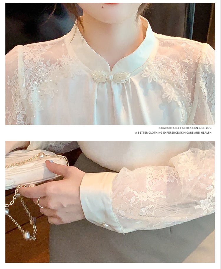 【tops】今季マストバイエレガントレースシャツトップス　M16981