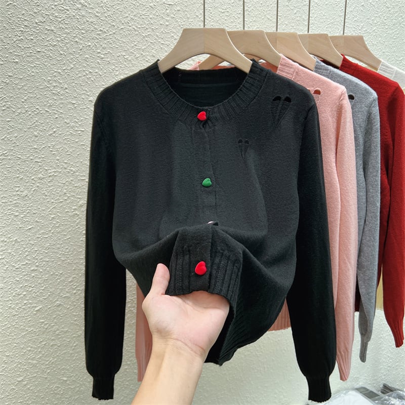 【outer】ボーダー柄デザインニットカーデ　M26815