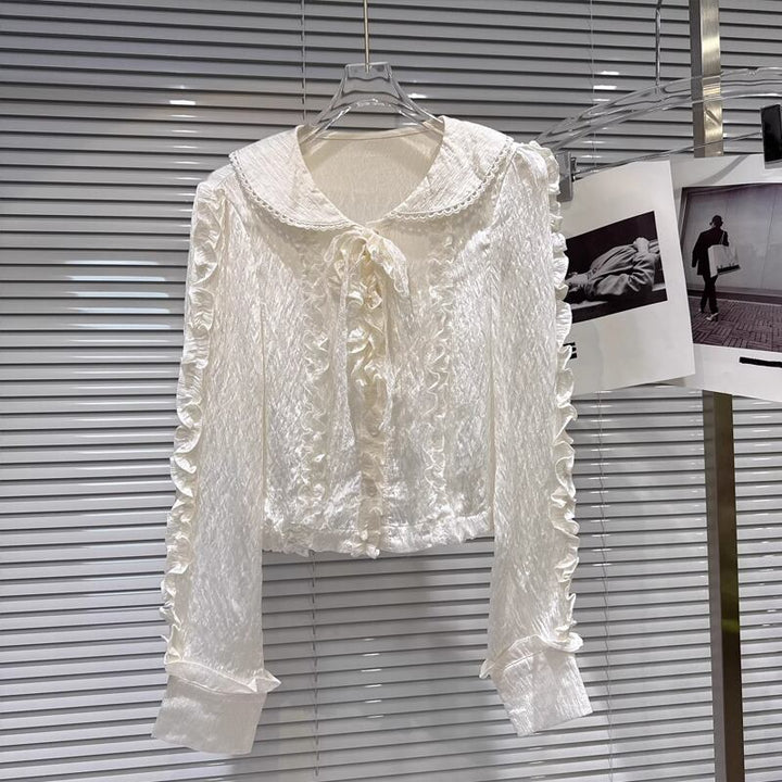 【tops】ピーターパンカラーフレアトップス Q8165