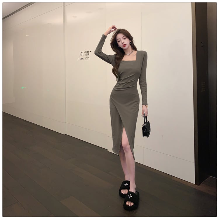 【dress】今季マストバイファッションスリットワンピース　M17015