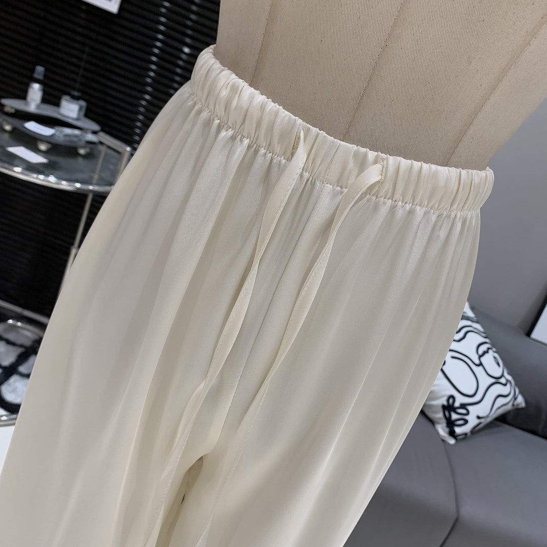 【set】立体フラワートップス×ワイドパンツセット　M24243