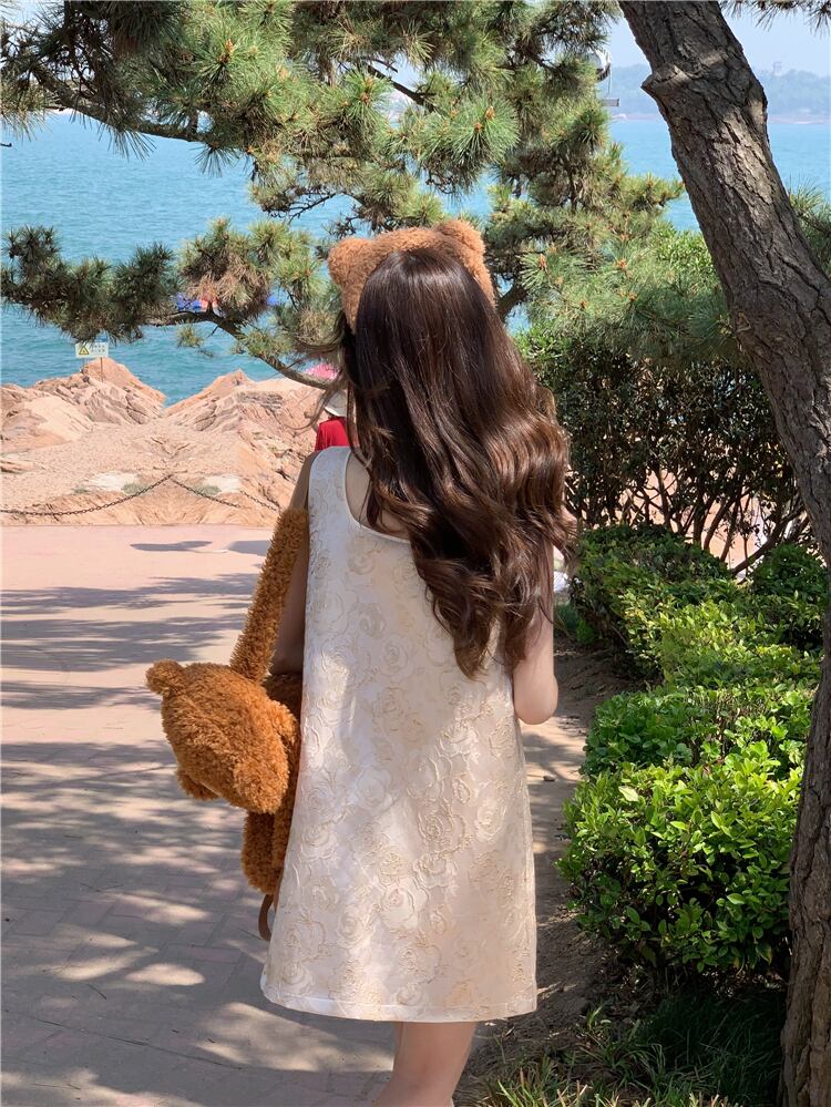 【dress】リボン付きノースリーブワンピース　M24007