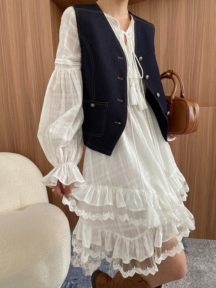 【dress】レースドッキングティアードワンピース　N2973