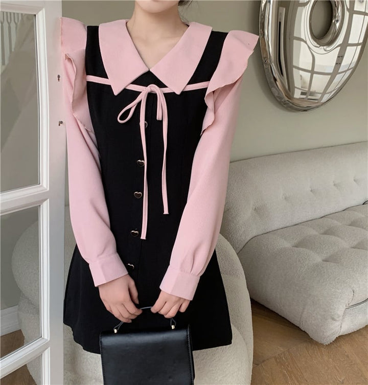 【dress】目立つ！スウィート切り替えデートワンピース　M17377