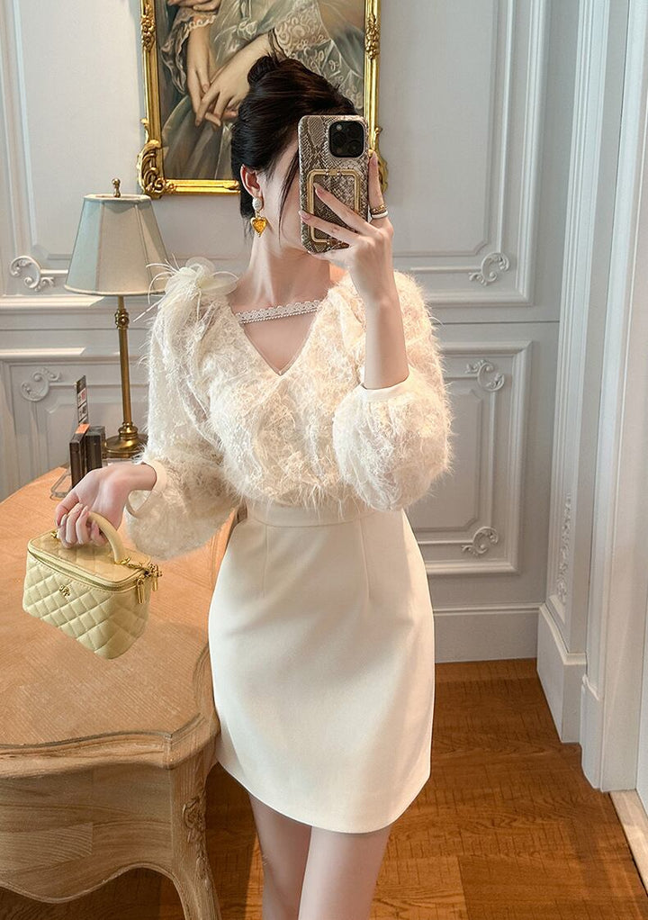 【dress】Vネックドッキングワンピース　M27370