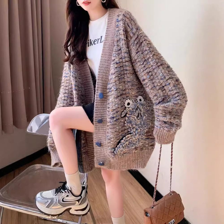 【outer】Vネックニットカーデ　M25755