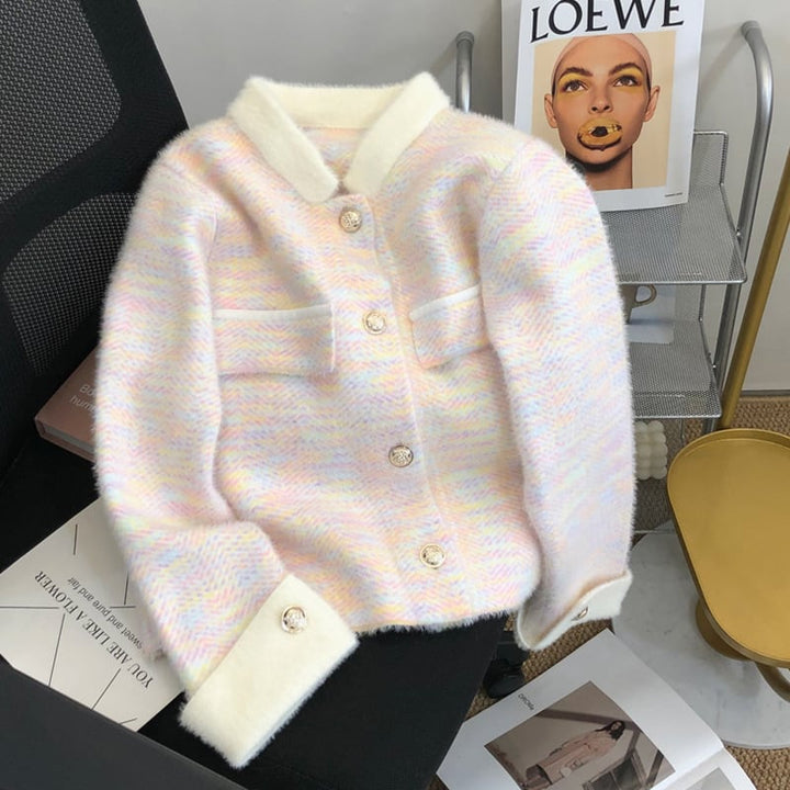 【outer】POLOネックボタンデザインニットジャケット　M17771